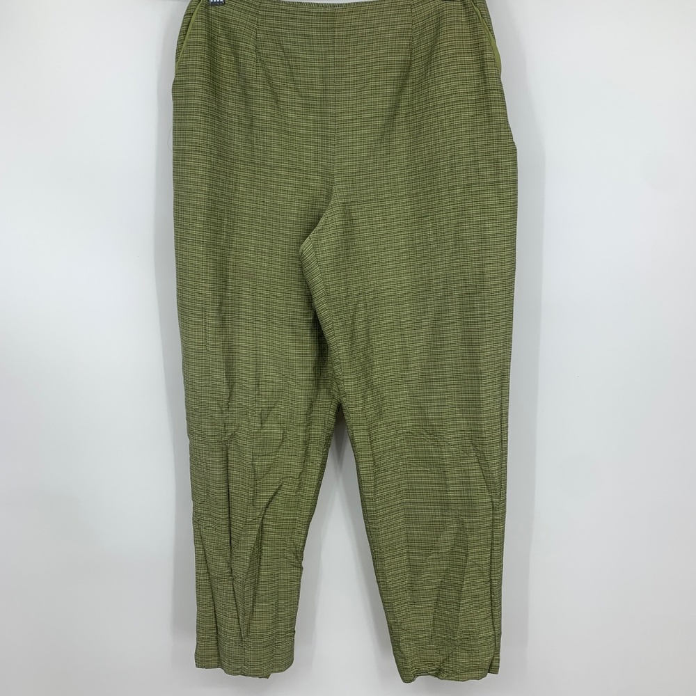 Jones New York womens 6 pants trousers green plaid silk pockets business casual